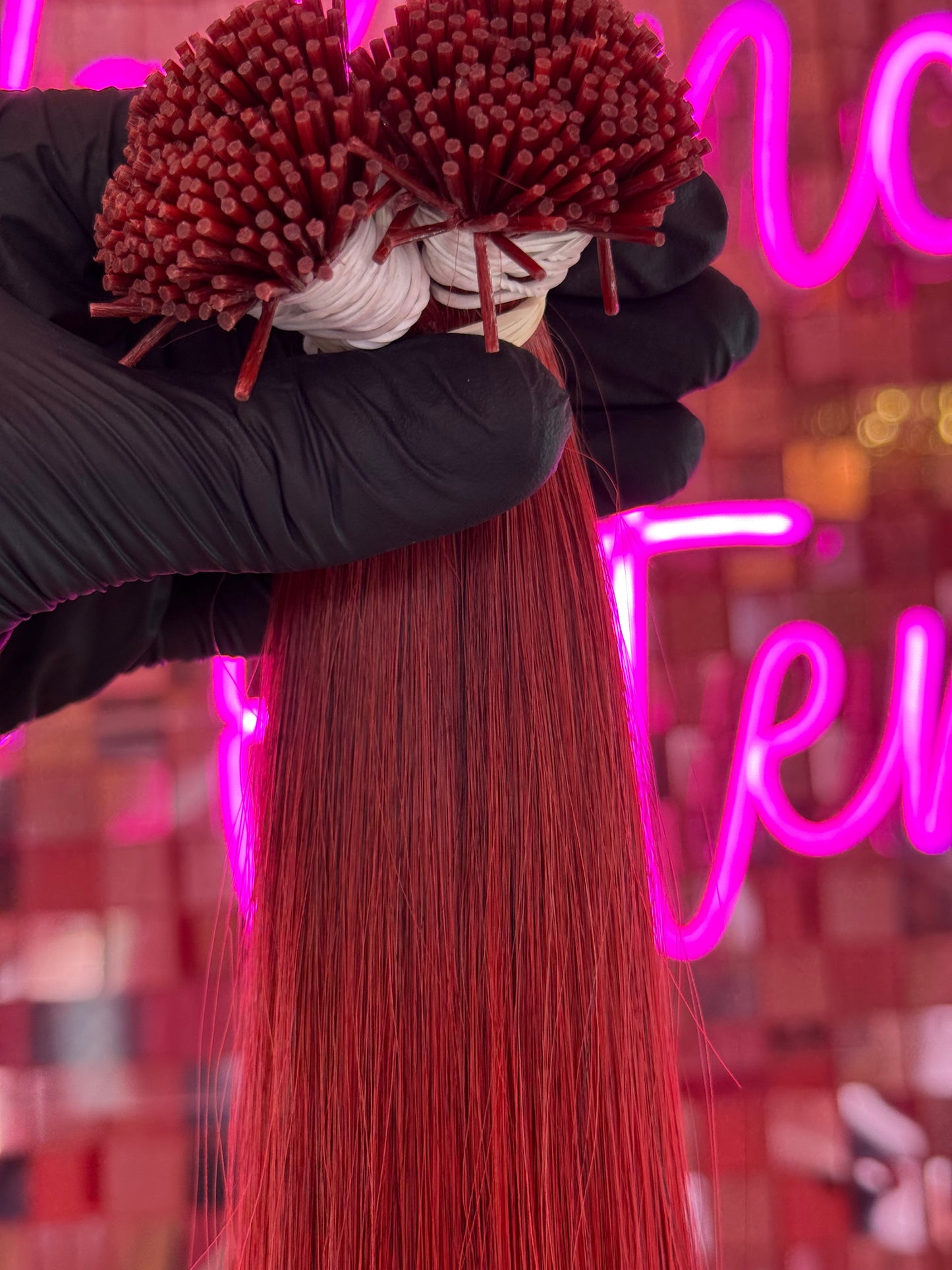 I TIPS HAIR EXTENSIONS # RED