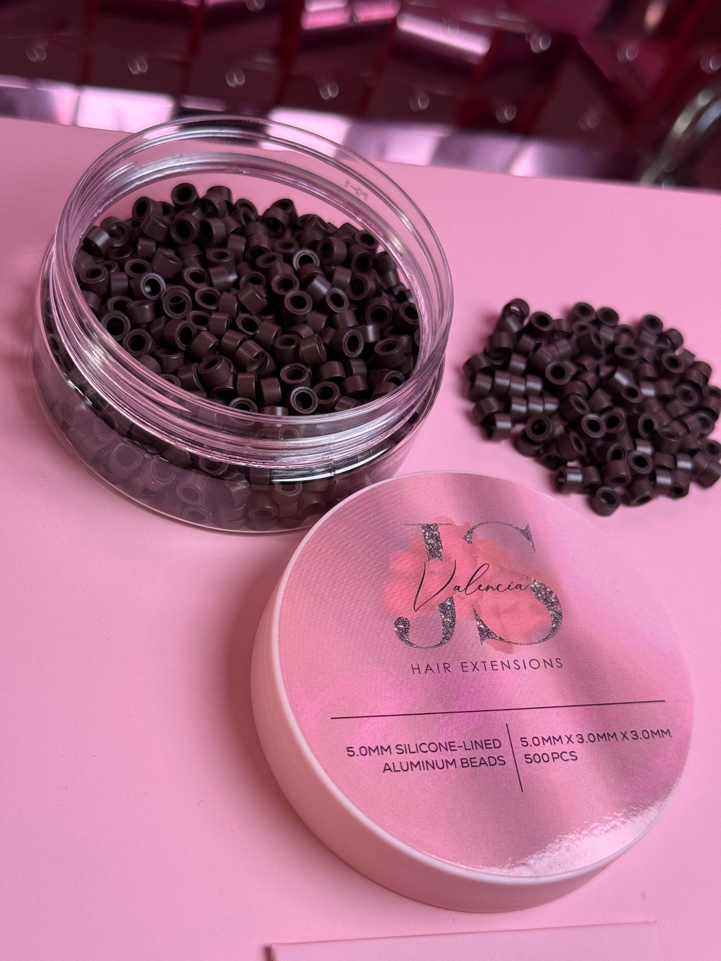 Micro-beads for I tips hair extensions (Medium brown)