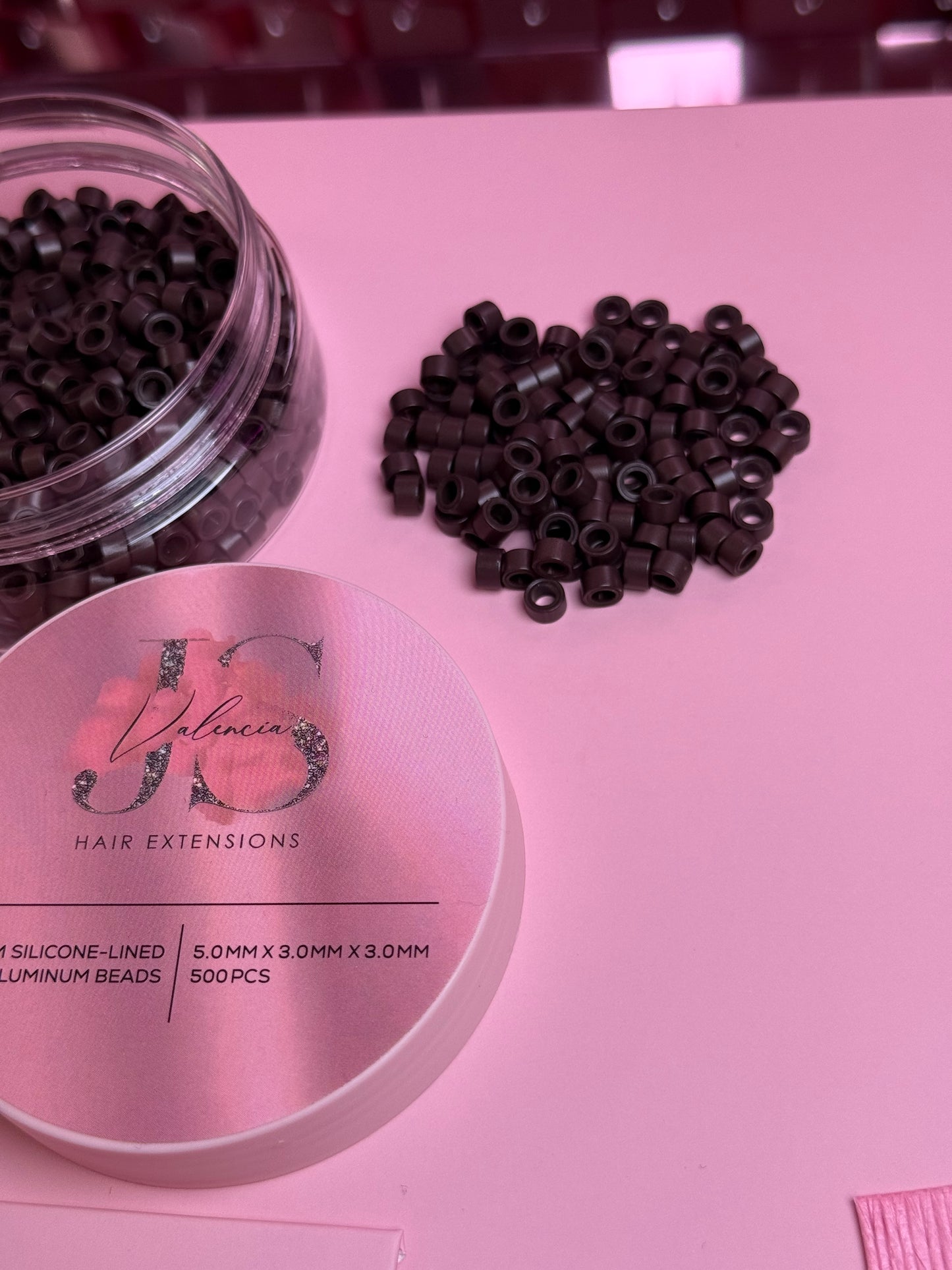 Micro-beads for I tips hair extensions (Medium brown)