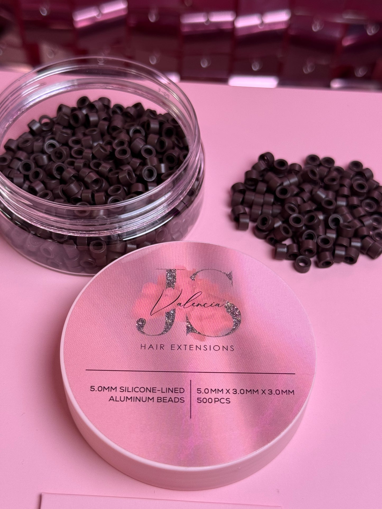 Micro-beads for I tips hair extensions (Medium brown)